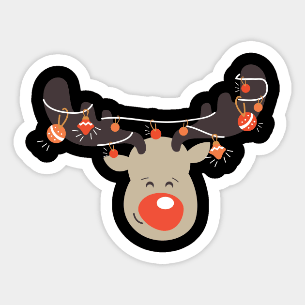 Red Nose Reindeer Christmas Lights For Holiday Sticker by BUBLTEES